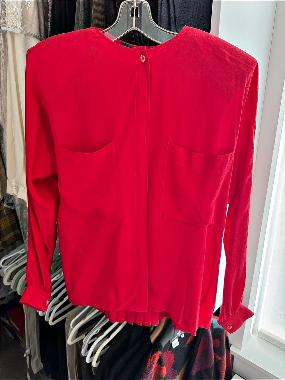 Harve Bernard Silk Pleated Blouse in Red Size 10 Like New